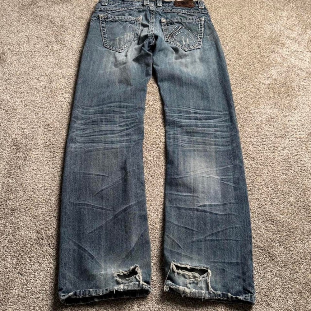 RINGSTAR ASYMMETRICAL POCKET STRAIGHT CUT DISTRESSED DENIM